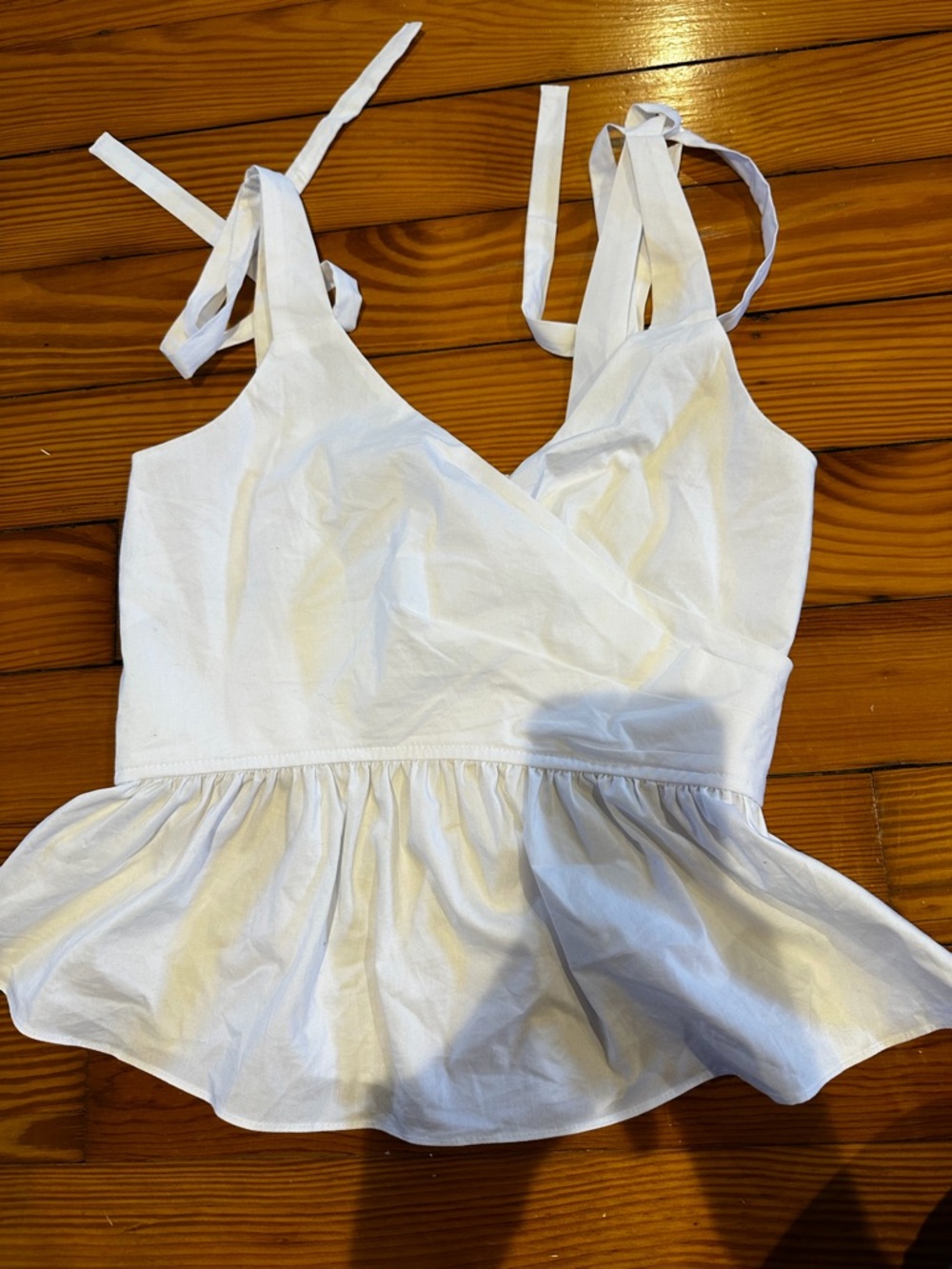 Express White Tie-Shoulder Peplum Camisole